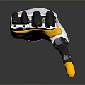 Mechanical Prosthetic Hand Design With Yellow Fingertips White Base And Metal Joints Structure