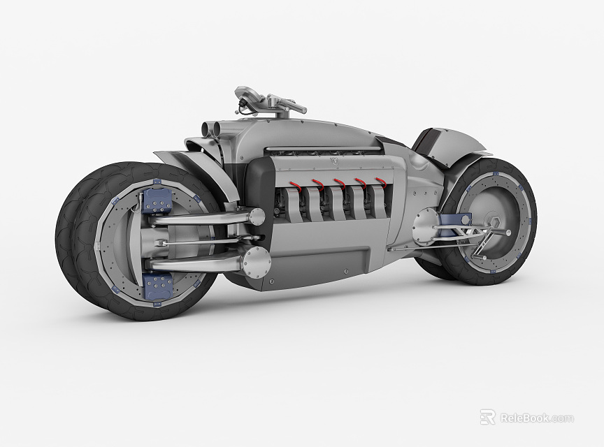 Futuristic Silver Motorcycle Design With Unique Wheels Aerodynamic Body And Engine Details 3d model 