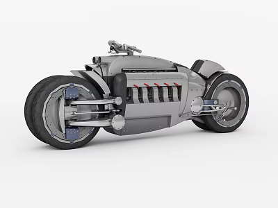 Futuristic Silver Motorcycle Design With Unique Wheels Aerodynamic Body And Engine Details 3d model