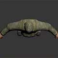 Hooded Character In Camouflage Uniform With Green Tactical Vest Arms Outstretched On Dark Background