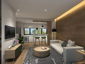 Modern Apartment Guest Restaurant Mirror TV 3d model
