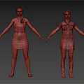 Two Female Characters In Gray Dresses With Outstretched Arms And Different Sleeve Details