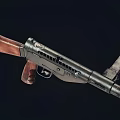 Vintage Rifle With Wooden Stock And Metal Barrel Displayed On Black Background