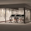 Modern Spacious Office Interior With Glass Partition Computers And Ergonomic Chairs