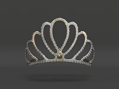 Luxury Silver Diamond Studded Tiara With Elegant Fan Shaped Design 3d model