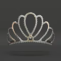 Luxury Silver Diamond Studded Tiara With Elegant Fan Shaped Design