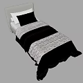 Single Bed with Light Gray Headboard White and Brown Pillows Brown Striped Bedspread Modern Bedroom