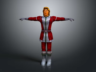 Game Movie Character Featuring Blonde Hair Red White Outfit Green Trim White Gloves And Boots 3d model