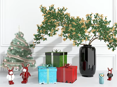 Modern holiday ornaments Christmas tree gift box ornaments 3d model