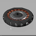 Automotive Wheel Hub Component with Black Outer Red Inner Structure and Silver Center 3d model
