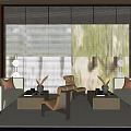 Elegant Leisure Area Featuring White Sofa Armchair Coffee Tables And Scenic Outdoor View