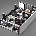 Birds Eye View of Modern Interior Layout With Bedrooms Living Room And Furniture