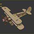 Wooden Airplane Model Biplane With Propeller Detailed Structure And Crafted Design
