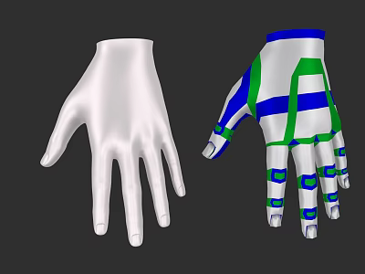 Game Movie Character Gloves With White Base And Blue Green Tech Design 3d model