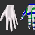 Game Movie Character Gloves With White Base And Blue Green Tech Design