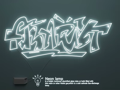 Graffiti Style Neon Lamp Bright Vibrant Illumination For Modern Wall Decor 3d model