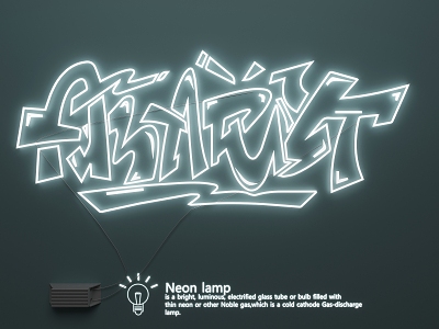 Neon advertising words graffiti luminous words 3d model