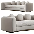 Modern Multi Seater Sofa With Soft Upholstery And Round Decorative Cushions