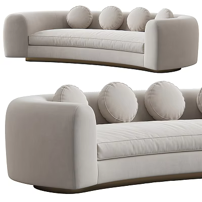 Modern Multi Seater Sofa With Soft Upholstery And Round Decorative Cushions 3d model