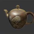 Copper Teapot With Crane Carving And Pine Tree Design For Household Use