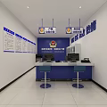 Public Security Mediation Room With Service Counter Information Boards And Office Equipment