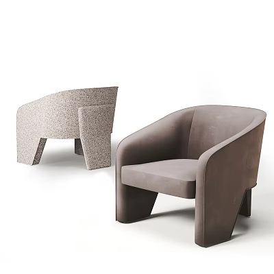 Modern Fabric Upholstered Gray Leisure Chair With Curved Backrest And Geometric Legs 3d model