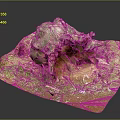 Natural Tree Stump Scene Model With Green Grass And Red Dirt