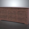 Dark Brown Wooden Entryway Console Cabinet With Flat Top Louvered Doors And Storage