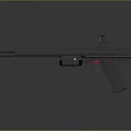 Detailed Modern Tactical Black Handgun With Long Barrel Red Accent