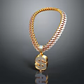 Elegant Gold And Silver Braided Chain Necklace With Dollar Sign Pendant