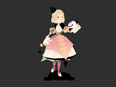 Game and Movie Character Wearing Ornate Floral Dress Holding Doll Mask with Blonde Hair 3d model
