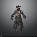 Man In Pirate Costume With Tricorn Hat Long Coat And Red Sash