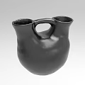 Black Double Mouthed Ceramic Vase Decorative Ornament Set For Modern Home Decor