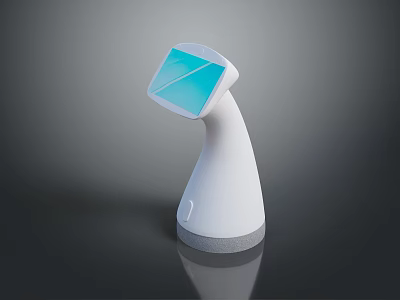 Game Movie Character Using Futuristic White Device With Blue Transparent Screen And Tech Design 3d model