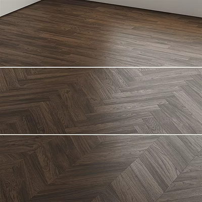 Dark Brown Wooden Flooring With Herringbone Pattern And Natural Solid Wood Texture 3d model
