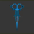 Futuristic Blue Metallic Device With Ring Shaped Structure And Pointed Design Elements