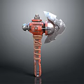 Red Mechanical Axe With Metal Blade And Wrapped Rope Handle Design 3d model