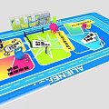 Colorful ALINEK Fitness Training Mat With Kettlebell And Level Zones