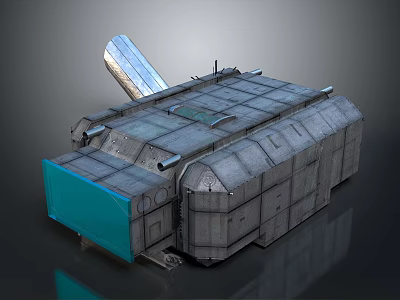 Industrial Factory Building With Metal Structure Gray Exterior Blue Panel And Slanted Silver Vent 3d model