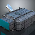 Industrial Factory Building With Metal Structure Gray Exterior Blue Panel And Slanted Silver Vent