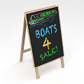 Outdoor Wooden Sign Board Displaying Boats For Sale With Boat Illustration