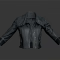 Stylish Dark Leather Jacket With Lapel Collar Front Buttons And Classic Design 3d model
