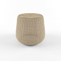 Woven Beige Stools With Artisanal Design Textured Surface And Various Shapes