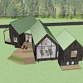 Modern Single Family House With Wooden Exterior Large Glass Windows And Woodland Surroundings