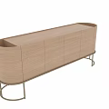 Modern Light Wood Sideboard With Sleek Metal Frame And Minimalist Design