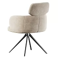 Modern Fabric Upholstered Swivel Single Chair With Padded Headrest And Stable Sleek Metal Star Base