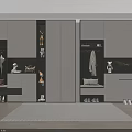 Modern Shoe Cabinet Interior Design with Clothing Storage Hanging Area Open Shelves and Decorative Items