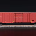 Red Enclosed Freight Train Car With DME Logo Number 200 21 74 On Railway Track