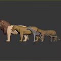 Colorful Low Poly Animal Models Featuring Lion Tiger Zebra Cheetah And Small Fox