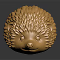 Golden Hedgehog Head Sculpture With Textured Spines And Reflective Surface